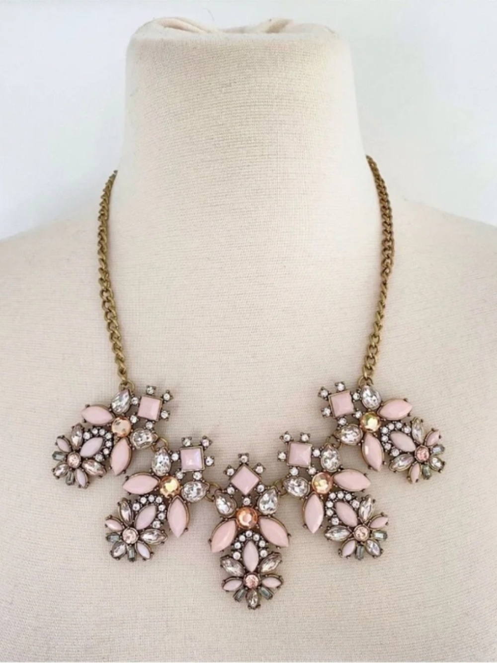 New York & Co Pink Rhinestone Gold Tone Necklace